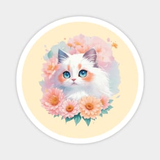 Celestial Purrfection: Ragdoll's Beauty Shines in Fantasy Art Magnet